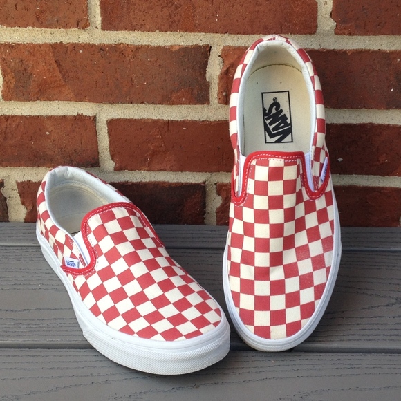 Vans Shoes - Vans Slip-On Sneaker in Red/Cream Check